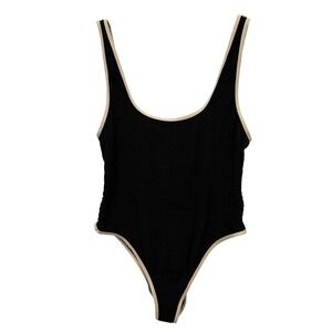 Moda Minx Curve Black Crinkle Contrast Binding Swimsuit UK 18 US 14 NEW